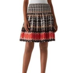 White House Black Market Black and Red  Bubble Skater Skirt Size Medium
